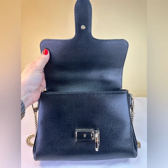 Gucci Interlocking G grained calfskin gold HDW top handle detachable strap COA - Picture 14 of 17